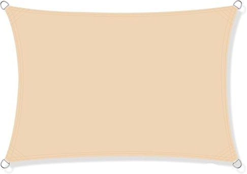 Sonnensegel 4x2/3/5/6M Rechteckiges Sonnensegel Wasserdicht Sonnenschutz Wetterschutz Baldachin UV-Schutz for Terrasse Balkon Garten Markise(Beige,3.0Mx4M)
