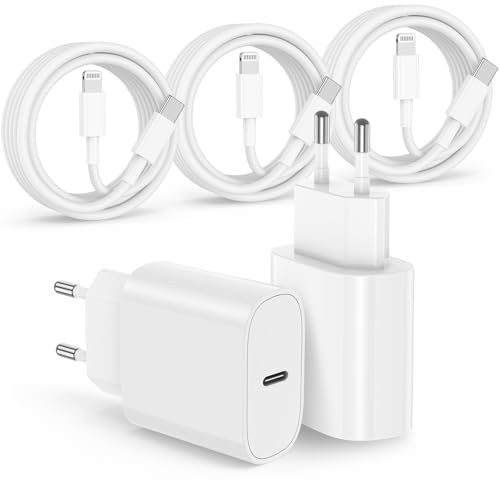 Susnwere 20W Schnellladegerät und Ladekabel für iPhone 14/14 Plus/14 Pro/14 Pro Max/13 12 11 SE, 4-Pack USB C Ladegerät 2/2/1M Schnellladekabel Stecker Netzteil Power Adapter Ladestecker Netzstecker