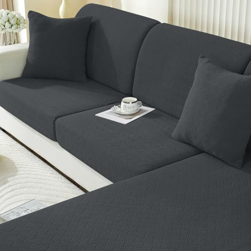 Ystyle Sofa Sitzkissenbezug Stretch, Elastischer Sofa Sitzbezug rutschfest, Universal Kissenbezüge Waschbare, Sofakissen Bezug Wohnzimmer Sofa Überzug Sofaschoner (2 Sitzer, Dunkelgrau)