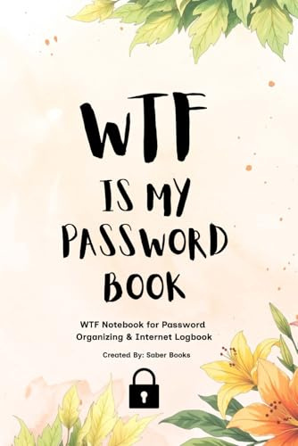 WTF Is My Password Book: WTF Notebook for Password Organizing & Internet Logbook, Alphabetical A–Z Password Keeper, Password Journal for Usernames, Login Information & Passwords, Small 6 x 9