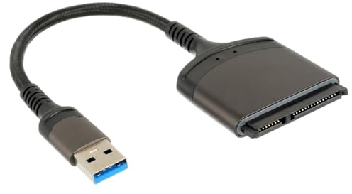 JAMHER SATA to USB adapter 22-pin adapter cable for 2.5 inch hard drive drivers, SSD laptop cable compatible with Windows, MacOS, ChromeOS, Linux-Gray