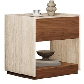 Nachttisch Schlafzimmer Bett aus Massivholz Nussbaum, Retro-Schließfächer Beistelltisch