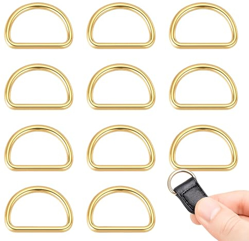 Bamyli 10 Stück D-Ringe, Geschlossen Ohne Öffnung, Halbrunde Ringe aus Metall, Flache D-Form, Ideal für DIY-Projekte, Gurte, Gurtband, Nähen, Kleidung, Bänder, Taschen, Gürtel und Zubehör