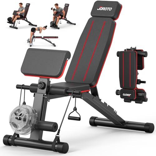 JOROTO Adjustable Weight Bench, Leg & Back Extension, Preacher Curl Bench