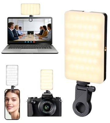 LED Selfie Licht & Handylicht mit Clip - 1800mAh Wiederaufladbares Vlog Licht für Home-Office & Zoom, 96 LEDs Dimmbares Fotolicht, Mini Handy Licht & Fotografie Zubehör
