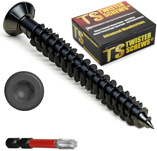 Twister Screws Betongskruvar 7,5 x 50 mm | låda med 50 stycken | rostsvart beläggning, ultimat korrosionsbeständighet, försänkt huvud, enkel installation, inklusive T30 Torx-spets