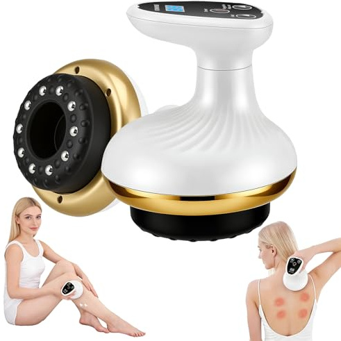 Vacuvia Cellulite Massaggiatore 4 in 1 - Massaggiatore sottovuoto con 9 livelli di calore e ricaricabile di tipo C, Gua Sha elettrico con 40 gommini e 10 magneti per una pelle più solida e una