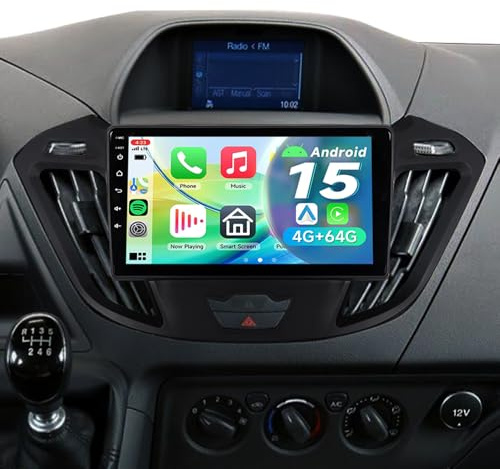 Android 15 Car Stereo 9IPS Radio for Ford Transit Custom Tourneo 2013-2017 | 4+64GB Ford Transit Custom Radio, Wireless CarPlay Android Auto, BT5.4 WiFi 6, GPS Touch Screen, DSP, FM/RDS with HD Camera
