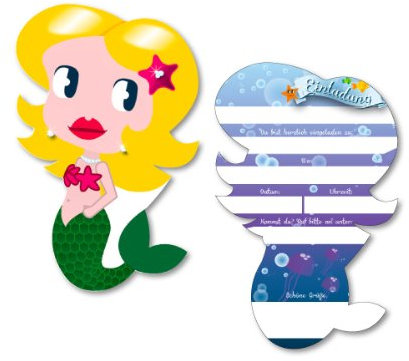 6 Einladungskarten * Meerjungfrau * für Kindergeburtstag von DH-Konzept // MEERJE017 // Kinder Geburtstag Party Mädchen Nixe Arielle Mermaid Einladung Karte Kinder Geburtstag Party