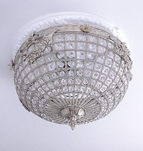 Deckenleuchte Rokoko Lampe Deckenlüster (ohne Leuchtmittel) Barock Leuchte Kristall Wohnraum Lüster M cat129s Palazzo Exclusiv