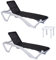 resol grupo GARBAR ACQUA-Andorra Set 2+1 Tumbona-Mesa Auxiliar Exterior | jardín, terraza, balcón, Playa, Piscina | apilable, reclinable, Ruedas, Posavasos | Estructura Blanca - Textilene Negro