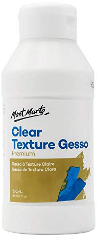 MONT MARTE Premium Clear Texture Gesso 8.4oz (250ml), Suitable for Acrylic Paint, Oil Paint, Colour Pencils, Pastels, Graphite and Charcoal