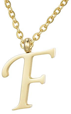 Morella Damen Halskette mit Buchstabe F Anhänger Edelstahl Gold in Schmuckbeutel