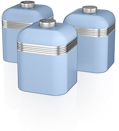 Swan SWKA1020BLN Blue Retro 3 Canisters, Color-Coated Iron