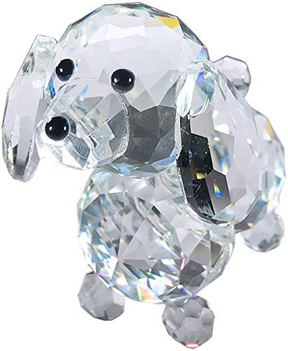 Amlong Crystal Figurine Crystal Dog Cut Glass Collectible, Black Nose