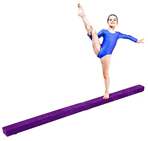 RELAX4LIFE Trave da Ginnastica Pieghevole 210 cm, Trave di Equilibrio per Palestra e Casa con Base Antiscivolo, Cerniere e Schiuma, Allenamento Fitness per Bambini e Adulti (Viola)