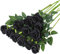 Hawesome 12PCS artificial roses fake flowers single long stem blooms with rose buds Wedding Decoration Bridal Bouquet decorative flower arrangement Home Decoration Party centerpieces in black