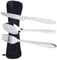 Prettyui Lot de 3 couverts argentés en acier inoxydable avec sac organisateur de voyage, de camping, de vaisselle avec boîte de rangement pour pique-nique, fourchette, cuillère et étui noir