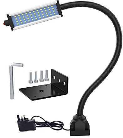 Gooseneck Mill LED Work Light IP66 Waterproof 800 Lumens 110V-240V 44Leds Screw Mount Flood Light for Machine Tool Milling and Workbench Lighting