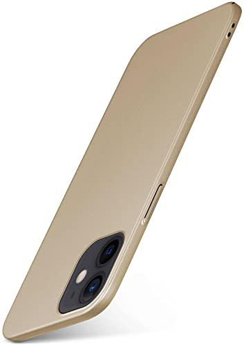 moex Alpha Case für Apple iPhone 12 mini Hülle Ultra Dünn, Schutzhülle mit erhöhtem Kameraschutz, Slim Cover Hardcase Backcover, Dünnste Handyhülle Minimalistisch, Matt Gold