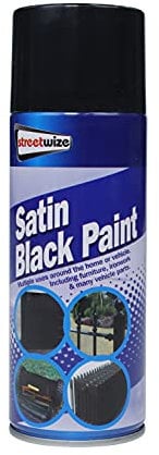 Streetwize - Satin Black Spray Paint, 400ML - Quick Drying - Metal, Glass, Plastic, Wood (SWCHEM44)