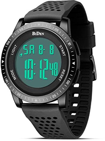 HANPOSH Mens Watches Digital Watch for Men Stopwatch 30M Waterproof Sports Watch Ultra-Thin Band Military Wrist Watches with LED Backlight/Alarm/Timer/Date (Black Black)