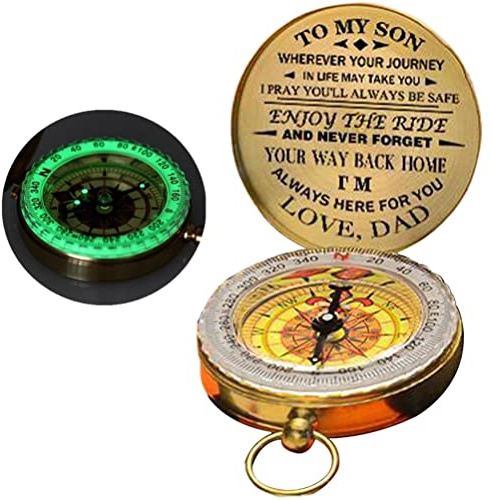 Vintage Portable Military Survival Compass, Luminous Compass - Dad to Son Gift for Camping, Outdoor Activities Navigation Tool