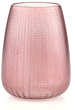 AmeliaHome Vase 18,5 x 24 cm Vase décoratif en Verre Décoration Séville Rose poudré