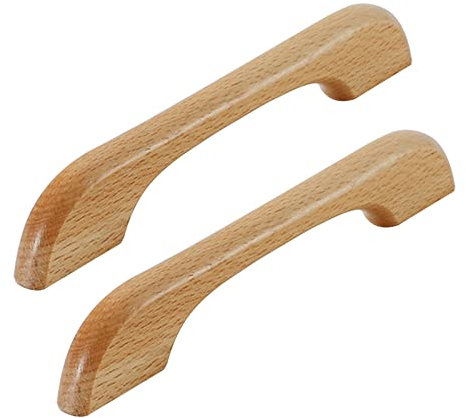 NANNAN0901 2 Stück Massivholz Schrankgriffe Möbelgriffe Türgriffe Holzgriffe Küchenschrank Küchenknöpfe Schlafzimmer Griffe Kleiderschrank Schubladengriff, mit Schrauben (Hole distance 128mm)