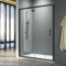 ELEGANT 1400 x 800mm Black Sliding Shower Enclosure with Tray + 90mm Waste in 6mm Safety Glass Screen Shower Door for Bathroom Wet Room