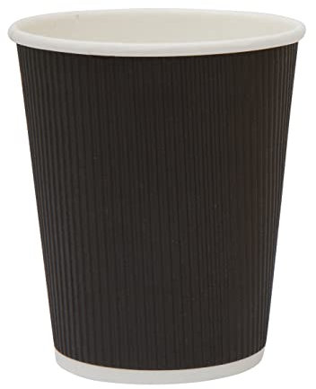 Ripple Paper Coffee Cups: Pack of 50-8oz(227ml), 10oz(284ml), 12oz(340ml), or 16oz(450ml) - White, Black or Brown/Kraft Ripple Paper Cups (8oz (227ml), Black)