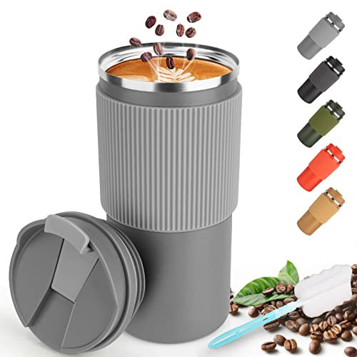CS COSDDI Thermobecher- Isolierbecher, Kaffeebecher to Go 450ml/15oz auslaufsicher Reisebecher mit Deckel Coffee Mug mit Deckel Cafe to Go Becher für Tee Kaffee Heißes Kaltes Wasser Kaffee Reisebecher