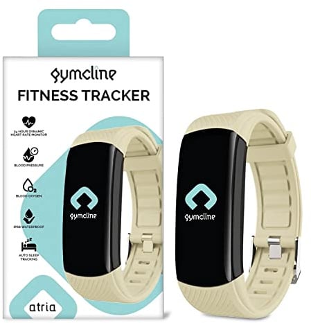 Gymcline Fitness Watch Atria Fitness Tracker with Multiple Sports Modes, Heart Rate Monitor, Sleep Tracker, Step Counter and Daily Activity Monitoring Waterproof Watch for Women and Men, Cream