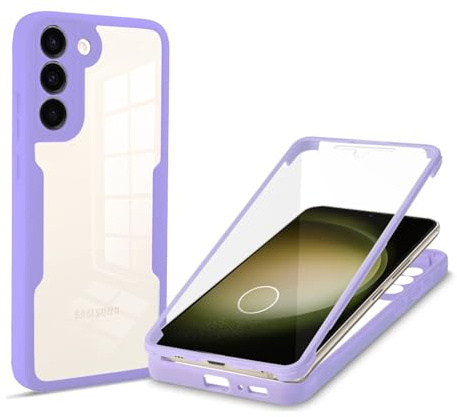 360 Grad Hülle Kompatibel mit Samsung Galaxy S23 | Handyhülle mit eingebautem Displayschutz für Galaxy S23 | Lila