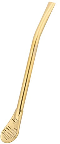 caáMate Bombilla ● Passoire à thé en forme de cuillère ● Acier inoxydable 16 cm Passe au lave-vaisselle ● L'original (doré)