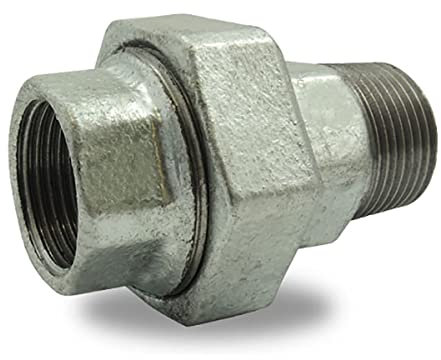 Union en fonte malléable à portée conique mâle et femelle galvanisé - Joint fiable et résistant - ØA : 2'' | ØB : 2''3/4
