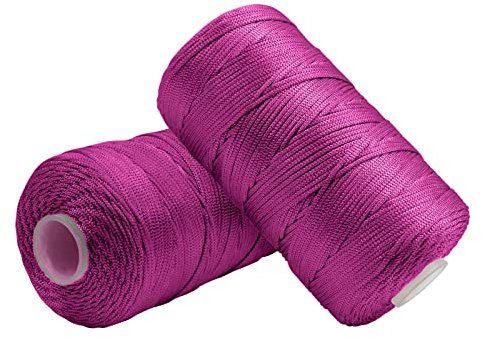 Uiopa Hilo Macrame 1,5mm x 400m, Cuerda Macrame de Nylon para Ganchillo, Hilo Crochet Fucsia para Bolsos a Crochet, Bricolaje, Decoración, Manualidades