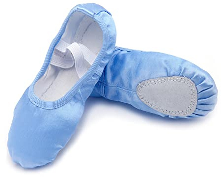 SEAUR Ballettschuhe Mädchen Glitzer Pailleten/Satin Ballettschläppchen Ledersohle Ballett Tanzschuhe für Kinder - 23-35 EU
