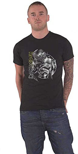 Iron Maiden T Shirt The Future Past Tour 23 Greyscale Official Unisex Black S
