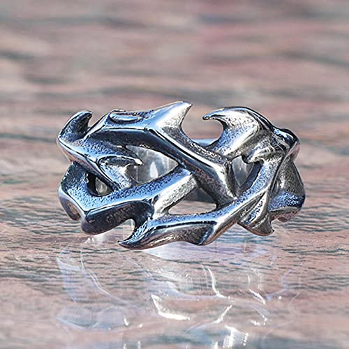 XJruixi Vintage Hollow Out Design Stainless Steel Thorns Men's Ring Couple Rings for Men Women Cool Nordic Viking Accessories Jewelry