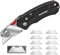 Mustbau Coltello Taglierino Pieghevole, Coltello Universale con 10 Lame SK5 Aggiuntive, Ideale Strumento da Taglio in Alluminio (Con Cambio Rapido e Blocco Lama)