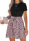 CUPSHE Damen-Minikleid, Geo-Print, Gürtel, Kombikleid, kurze Ärmel, Rundhalsausschnitt, lässige Sommerkleider, A-Linie, Cocktail, Rosa, Leopard, M