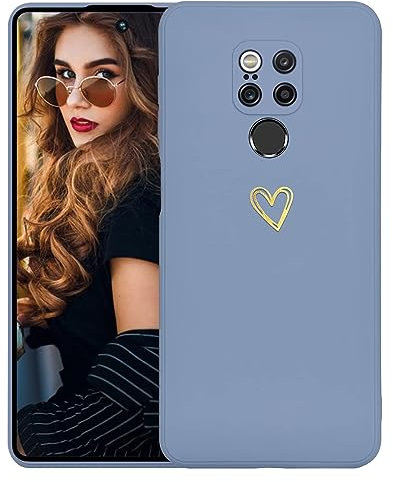 Kaywzo Funda para Huawei Mate 20 X 4G/5G,Carcasa de Suave Silicona con Patrón del Corazón,Diseño Minimalista,Ultradelgado Lindo Mujeres Phone Case Cover,Azul