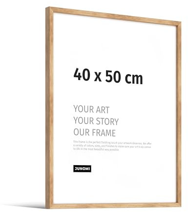 JUNOMI® Cadre photo Premium 40 x 50 cm Chêne | Bois véritable Cadre photo 40 x 50 cm Chêne avec verre acrylique incassable | Cadre photo Bois véritable