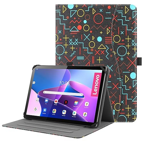 HGWALP Étui Universel pour Tablette 9-10.5 Pouces,Housse Folio Support en Cuir PU à Plusieurs Vues Angles dragonne pour Tablette Tactile 9 10.1, avec Bande de Fixation en Silicone Réglable -GP