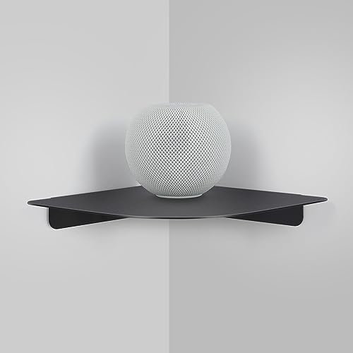 aplslpa 20,3 cm schwebendes Eckregal, Metall-Eckregal, Wandhalterung für Wandaufbewahrung, für Smart Home, Lautsprecher, Internet-Router, Sicherheitskamera – für Badezimmer, Küche, Schlafzimmer und