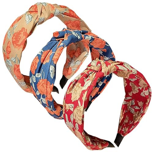 Alice Bandeau pour Femmes Large Bandeau Antidérapant Tissu Bandeaux Noués Bandes De Cheveux Élastique Torsadé Headwrap Accessoires De Cheveux 3Pcs