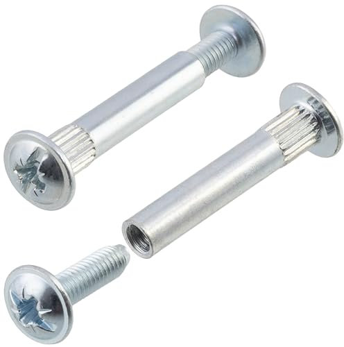 AERZETIX - C41552 - Set di 40 viti di unione per mobili M4 15x27mm - vite di montaggio connessione maschio-femmina - vite di rilegatura + boccola - in acciaio