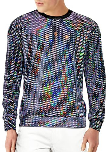 Casey Kevin Festival Outfit Herren, Rave Outfit Herren, Glitzer Shirt