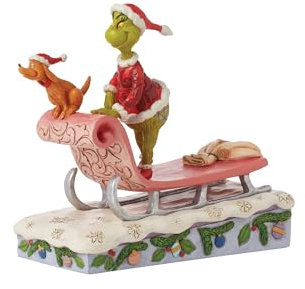 The Grinch by Jim Shore The Grinch und Max On A Sled Figurine